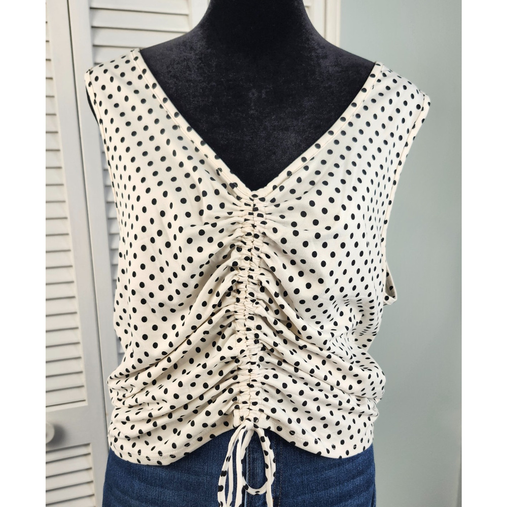 3/$20 Polka Dot Top XL Ruched Drawstring